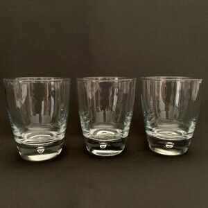 Bormioli Rocco Luna Clear Glass Double Old Fashion Bubble 4 1/4" High Lot of 3